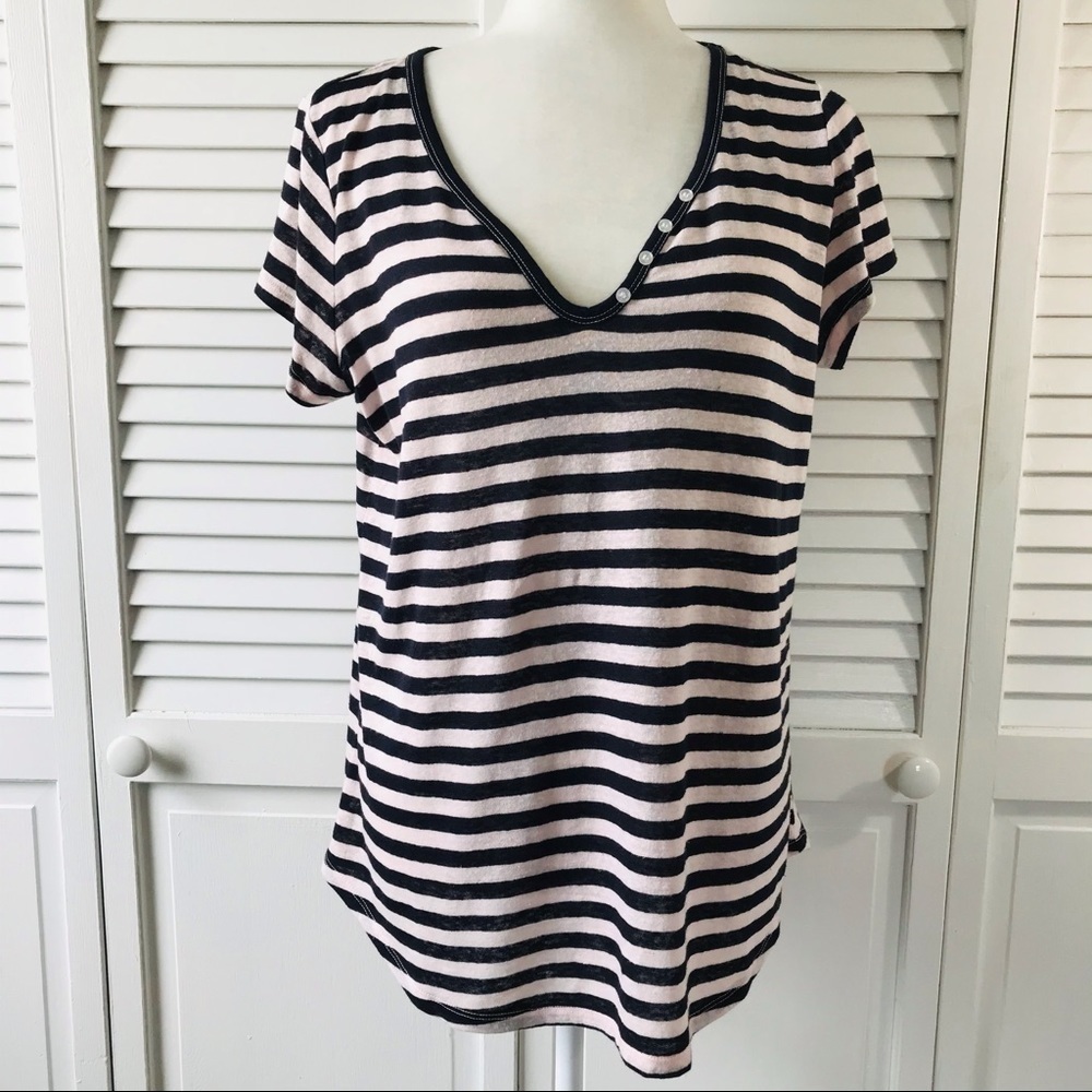 New FOR THE REPUBLIC Linen Blend Tee Size Medium